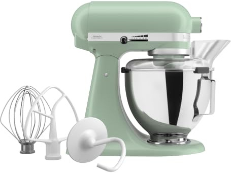 KitchenAid Tilt-Head Stand Mixer, 4.3L Stainless Steel Bowl, Full Metal Construction, Planetary Mixing Action, 10 Speeds, Pouring Shield, Whisk, Flat Beater & Dough Hook, Cardamom