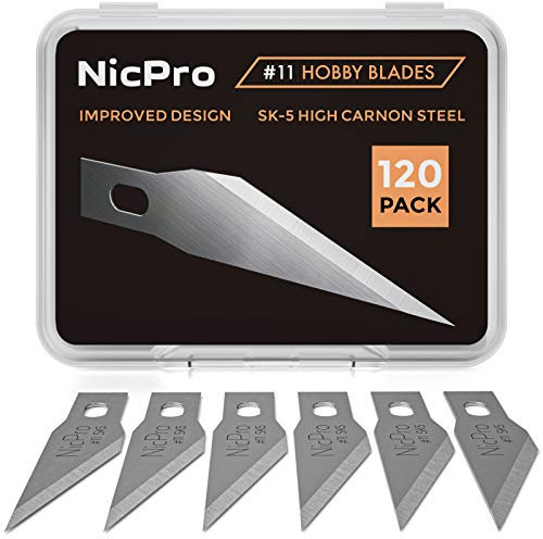 Nicpro 120 Pezzi Lame Taglierino Per Coltelli per Taglierino Di Precisione, No.11 Lame Di Ricambio Per Bisturi Modellismo Taglierino Mini Cutter, Bisturi Per Pane, Taglierino Piccolo