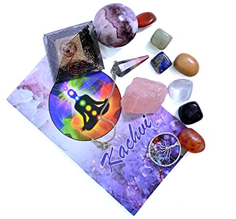 KACHVI Cristales curativos Piedras curativas Curación 7 piedras naturales de chakra caídas/meditación Kit de curación de cristal de 13 piezas, bola de amatista para dinero energético