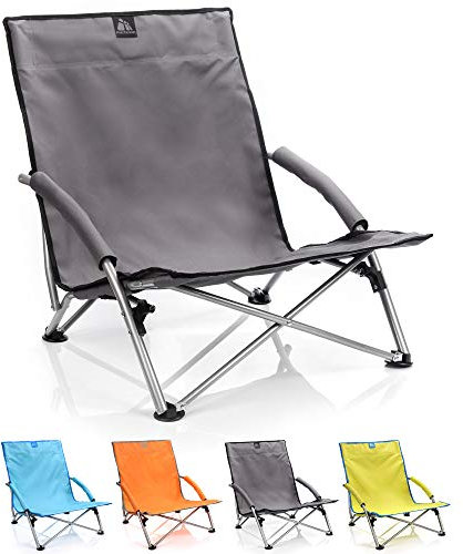 Folding Camp Chair Sunbed Lightweight Durable Outdoor Seat Perfect For Camping Beach Festivals Garden Caravan Trips Fishing BBQ With Carry Bag Light Portable Adults Kids (55 x 66 x 51 cm, Grey)
