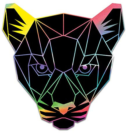 2 x Polygon Tier Sticker Hologramm Aufkleber Tiere Origami Geometrisch Selbstklebend Kunst für Auto Motorrad Laptop Kühlschrank Wand Dekor R117 (Puma)