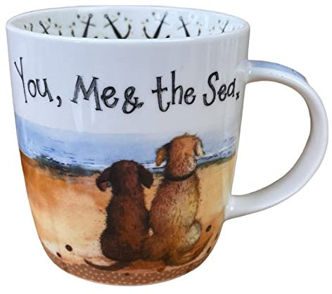 Alex Clark You, Me and The Sea Dog Mug - Coastal Seaside Theme - Dogs On The Beach - Perfect for Coffee & Tea - Gift for Dog Lovers - Designed in The UK...