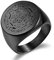 JewelryWe Schmuck Herren-Ring mit Gravur Edelstahl Siegel der Sieben Erzengel Siegelring Silber Gold Schwarz Größer 60mm