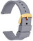 WOCCI 20mm Silikon Uhrenarmband mit Gold Schnalle, Schnellverschluss Armband (Grau)