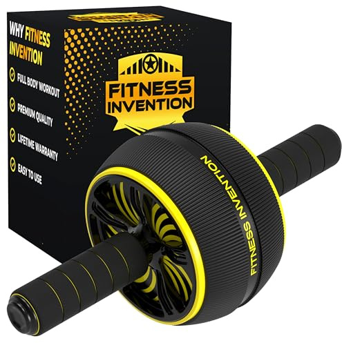 Fitness Invention Ab Roller Wheel - Ab Wheel Roller & Knee Mat - Rueda Para Abdominales - Abdominal Wheel - Abs Roller for Men & Women - Home Gym Equipment