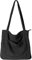 WantGor Cord Tasche Damen Umhängetasche mit Reißverschluss, Groß Handtasche Tote Bag Shopper Schultertaschen für Schule Arbeit Reisen Einkaufen Alltag (Schwarz)
