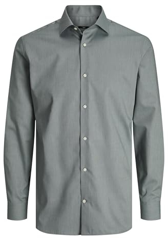 Jack & Jones Camicia da Uomo Jprblaparker L/S Noos a Maniche Lunghe, Balsamo Verde; vestibilità Aderente, M