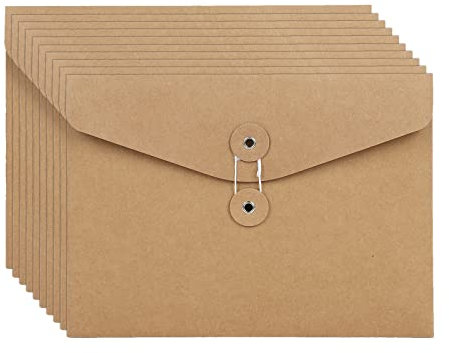 Mappen Dokumentenmappe A5 Aktenordner mit Schnur Dokumententasche 10 Stück Kraftpapier Sammelmappe Stabile Präsentationsmappe Verdickt Umschläge Organisation Bewerbungsmappe Braun