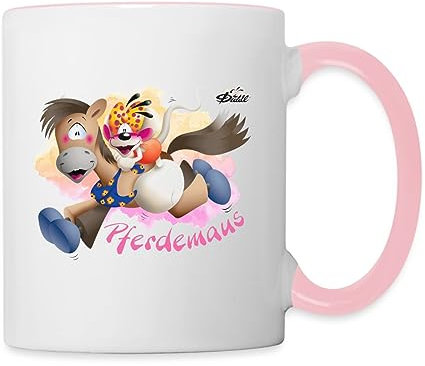 Spreadshirt Diddl Loupsily Und Diddlina Auf Tour Tasse Zweifarbig, One size, Weiß/Pink