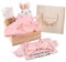 Baby Mädchen Geschenk, Neugeborenen Geschenk, Rodelna Baby Geschenk Set, 7-in-1 Set: einschließlich Strampler,Decke, Sicherheitsdecke, Baby-Mütze, Baby-Handschuhe, Schleife, Souvenir-Box