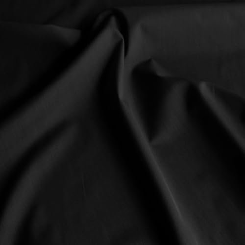 TOLKO preisgünstiger schwarzer Baumwollstoff mit Stretch Stoff für Kleidung, Vorhang, Dekostoff, Baumwolle Meterware Stoffe zum Nähen Dekorieren Stoff für Hose Jacke Rock Kleid 155cm breit
