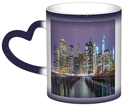 JEWOSS Mug imprimé New York City à changement de couleur sensible à la température