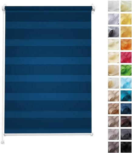 Rettika® Doppelrollo ohne Bohren, klemmfix - Sommernacht, Breite: 145cm, Höhe 120 - Rollos für Fenster ohne Bohren, Fenster rollos für innen, Duo Rollo