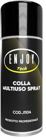ENJOY TECH - Colla Extraforte Spray 400ML | Per Tessuti, Plastica, Legno, Auto e Metalli | Applicazione Permanente | Resistente a Intemperie e Calore | Made in Italy