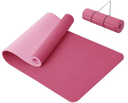 Good Nite Yogamatte, dick, 10 mm, TPE, Yogamatten für Damen und Herren, rutschfeste Gymnastikmatten für Zuhause, Fitness, Workout-Matte, Pilates, 183 x 61 x 1 cm, Rot Pflaume/Rosa