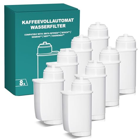 Filswa Kaffeevollautomat Wasserfilter für Siemens EQ-Series, EQ6 Plus S700, EQ9 S900 S500, EQ500, EQ700, EQ900. Hochwertige und effiziente, wirtschaftliche Alternative (8 Stück)