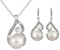 Diamant Koreanisches und trendiges Set Dekollette-Halsketten Modeschmuck für Ohrringe Grüner Bernstein Ohrringe (Sliver, One Size)