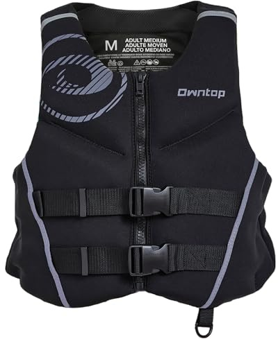 Owntop Neoprene Swim Vest Adult, Kayak Vest for Men Women, Swimming Jacket with Reflective Strips Water Sport Jackets for Canoeing, Kayaking, Paddleboarding (Grey, XL)