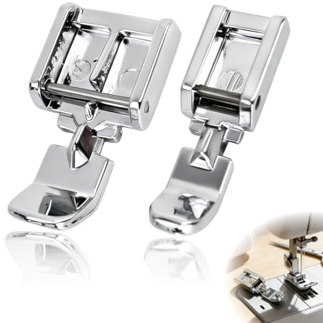 2 Stück schmalen Universal-Clips Reißverschlussfuß Set, Nähmaschinenfuß für Reißverschlüsse, Zipper Fuß, Nähfuß Zubehör, geeignet für Haushaltsnähmaschinen, leicht zu bedienen, langlebig, präzise Führ