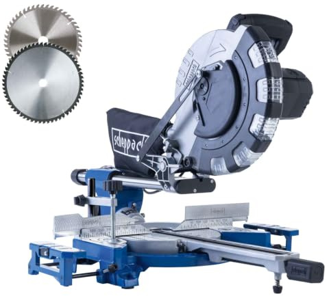 Scheppach Scie à onglet radiale HM254SPX - 2400W - Ø 255 mm | 7000 tr/min - hauteur de coupe max 90 mm - largeur de coupe max 340 mm - lampe d'ombre à LED - 2 lames incluses