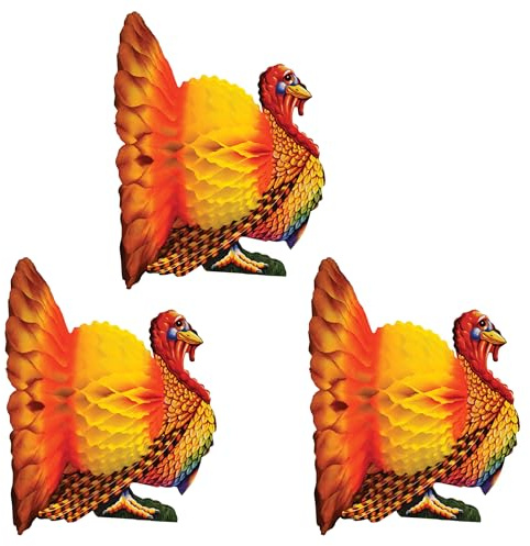 Beistle S99809AZ3 Tissue Turkey Centerpieces, 9, Paper