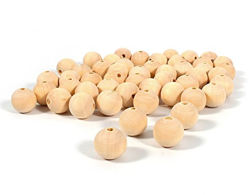 50 Pezzi Perle Di Legno Rotonde Non Rivestite Naturali WALFRONT, Perline Legno Naturale Con Scatola Per Fare Gioielli Fai Da Te 20 mm