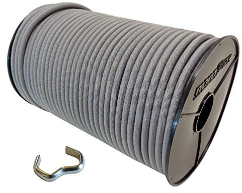 8mm 20m Expanderseil Gummiseil + 20 Seilklemmen mit PE Mantel Gummileine Planenseil Seil Plane in Grau