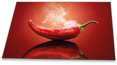 decorwelt | Herdabdeckplatte 80x52 cm 1-Teilig Gemüse Rot Ceranfeldabdeckung Universal Spritzschutz Glas Deko Elektroherd Induktion für Kochplatten Herdschutz Schneidebrett Sicherheitsglas