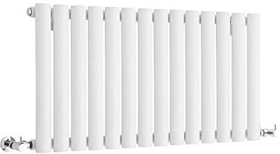 Milano Aruba White Horizontal Single Oval Panel Radiator - 400mm x 826mm