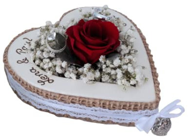 Hochzeit Ringkissen Ringhalter Herz Rose Loveliness rot für Eheringe mit Namen
