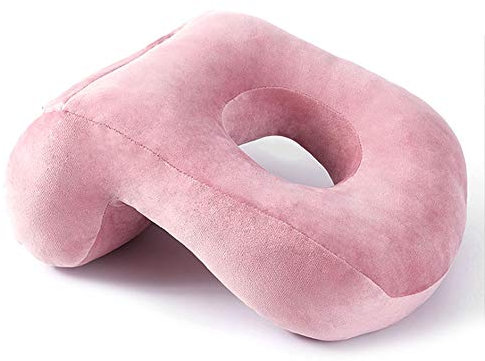 NANANA Nap Schlafengesicht Kissen, Abnehmbare Waschbare Samt Abdeckung für Büro, Comfort Desk Nap Kissen für Büro,32X22x13cm,Lightpink