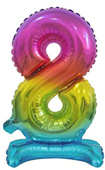 GoDan Beauty&Charm Luftballons Zahlen 0-9 zum Aufstellen auf dem Tisch 38 cm Folienballon Geburtstagsluftballons Zimmer und Raumdekoration beim Geburtstag Jubiläum (Zahl 8 Regenbogen)