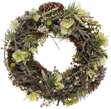 CREAFLOR HOME Türkranz Tischkranz Dekokranz ca. 34cm m.Hortensien weiß-grün