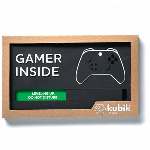 Kubik Letters Video Game Room Decor Sign - XBX Edition - Gaming Stuff Do Not Disturb Sign for Bedroom - Man Cave Decor Accessories - Gamer Boys Room Decor - Gaming Accessories for Room with Slider