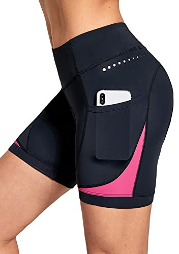 baleaf Radlerhose Damen Gepolstert 4D Fahrradhose Radhose Gepolstert Kurz Radunterhose Rennrad Hose Fahrrad Unterwäsche Radbekleidung Rosa L