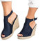 Onsoyours Sandali con Zeppa per Le Donne Moda Cinturino alla Caviglia Fibbia Peep Toe Slingback Suola in Corda Scarpe con Plateau Antiscivolo C Marina 41 EU