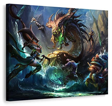 ecowalls Bilder League of Legends - 60x80 cm - Vlies Leinwandbild - Leinwand Bilder - Wandbilder Wohnzimmer, Schlafzimmer Modern - Wandbild XXL - Bilder Wohnzimmer, Schlafzimmer