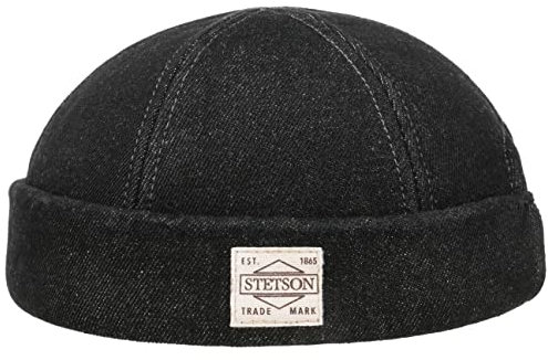 Stetson New Denim Dockermütze Baumwollmütze Dockercap Herren - Made in The EU Docker Frühling-Sommer Herbst-Winter - L (58-59 cm) schwarz