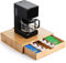 Peohud Bamboo Coffee Capsule Pod Holder with Sliding Drawer, Wooden Coffee Pod Storage, Tea Bag Storage Organizer for Kitchen Office Coffee Bar, Coffee Machine Stand