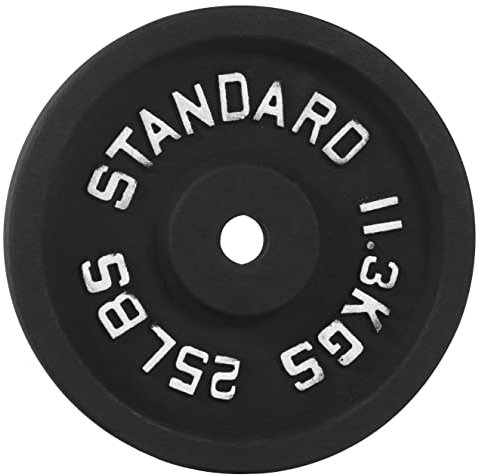 Fitvids Hantelscheibe aus Gusseisen für Krafttraining und Gewichtheben, 2,5 cm Mitte (Standard), 11,3 kg (einzeln)