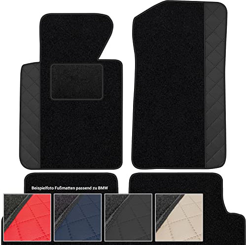 moto-MOLTICO Fußmatten Auto Velours Autoteppiche Schwarz Automatten Set 4-teilig - Auffälliges Design - passend für BMW 2er F45 Active Tourer 2014-2021 (Schwarzes Muster)