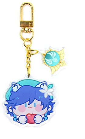 嘉信誉 Genshin Impact Keychains Halloween Characters Epoxy Keychains Hu Tao Zhongli Klee Xiao Venti Halloween Keychains(Color:Venti)