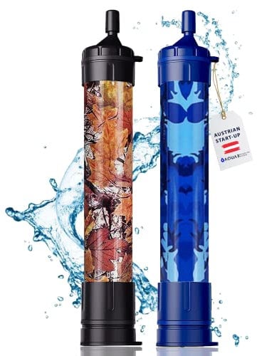 AQUAB® Filtro de Agua Portátil 2X 4500l Sistema de Filtración de Agua, purificador Agua, Potabilizador de Agua,Filtros de Agua da Excursionismo Campamento Supervivencia y Preparación de Emergencias