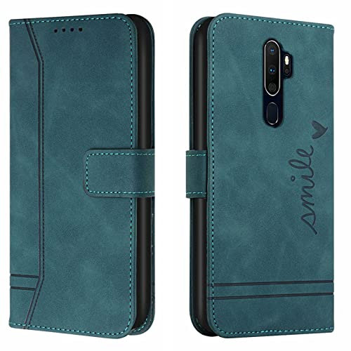 Lihondar Coque pour Oppo A5 2020/ Oppo A9 2020/OPPO A11/OPPO A11X, Protection Portefeuille Etui à Rabat Housse Premium en Cuir PU avec Antichoc TPU Fermoir Magnétique Flip Pochette Housse (Vert)