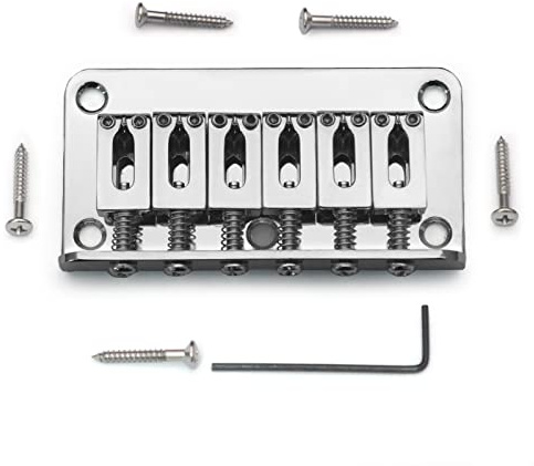 MAXCHEER Chevalet rigide fixe de 78 mm pour guitare électrique Fender Strat Tele à 6 cordes (chromé, 78 mm)