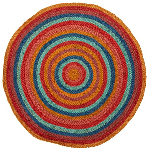 Premier Housewares Kids Multicolour Rug, Cotton, Textile Bedroom Rug, Handwoven, Lion Shape, Childrens Rug, Gold and White Rug, W100 x D100 x H1cm, Weight 1.4
