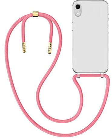 MyGadget Handykette für iPhone XR - [ Hülle mit Band abnehmbar & verstellbar ] - Handyhülle mit Handyband zum Umhängen Schnur Case Schutzhülle - Rosa