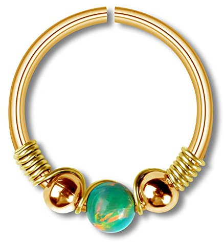 BCughia Nasenpiercing Ring, Piercing Ohr 0.8mm Stabstärke Gold Purpur Edelstahl Violett Rund Opal Form Opal Piercing Das Erntedankfest Geschenk