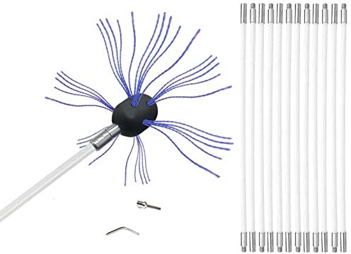 Kit De Ramonage De Cheminée For Poêle À Granulés Accessoires De Cheminée 6/8/10/12 Tige De Balayage Flexible + 1 Tête De Brosse Le Ramoneur De Cheminée Peut Être Étiré Et Plié Kit de nettoyage de chem
