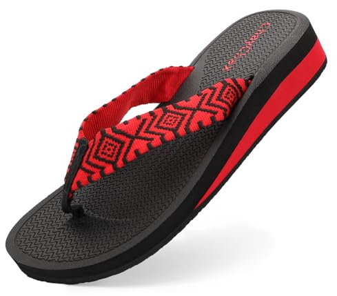 ChayChax Infradito Donna Zeppa Sandali da Spiaggia Leggero Ciabatte Estive Pantofole all’Aperto Antiscivolo, Rosso, 42 EU
